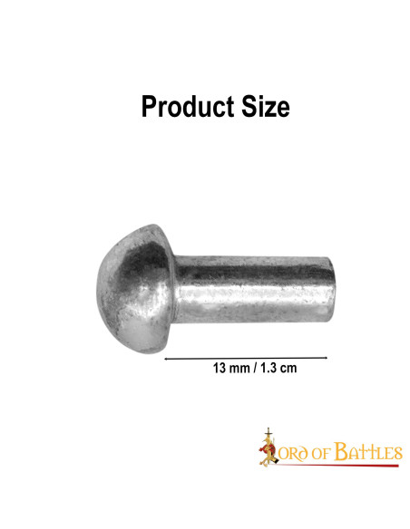 Set of 25 silver rivets with mushroom...