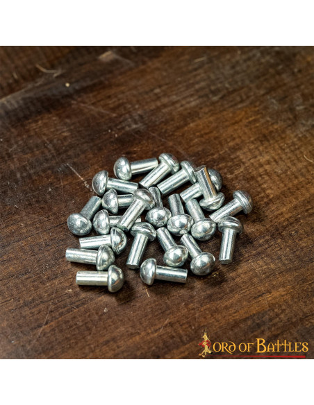 Set of 25 silver rivets with mushroom...