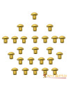 Set of 25 brass rivets with mushroom head, 0.5 cm.