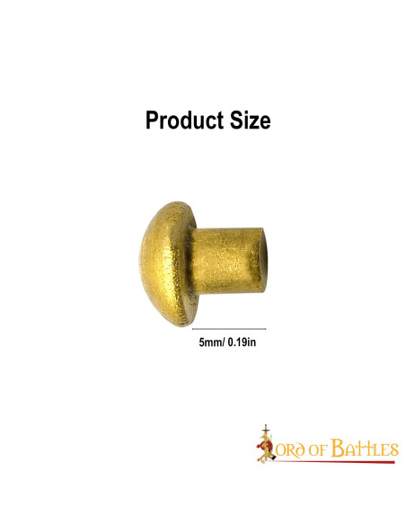 Set of 25 brass rivets with mushroom...