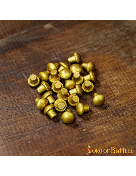 Set of 25 brass rivets with mushroom...