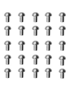 Set of 25 silver mushroom head rivets, 1 cm. 2