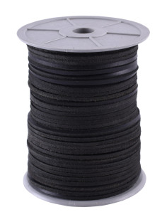 Spool of square black leather cord, 50 meters.