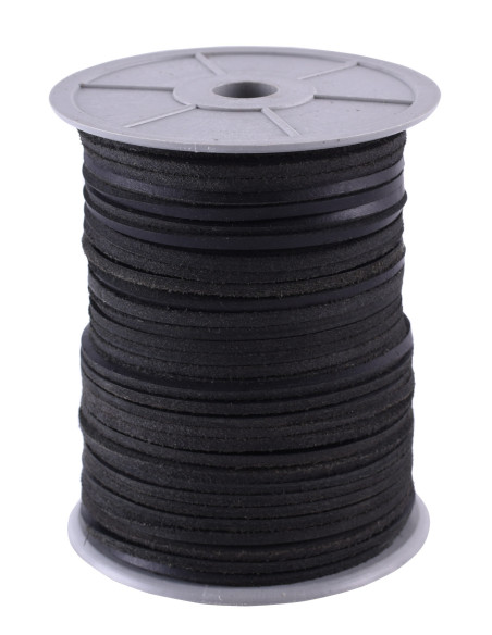 Spool of square black leather cord,...