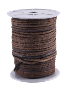 Bobbin of square dark brown leather cord, 50 meters.