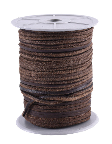 Bobbin of square dark brown leather...