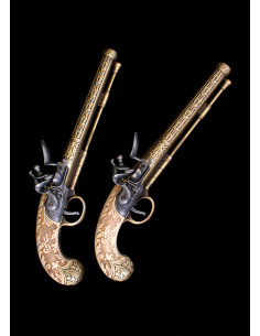 Set of 2 decorative dueling pistols with flint (18th...