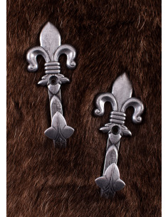 Set of 2 silver medieval supports for guns (10x4 cm.) 2