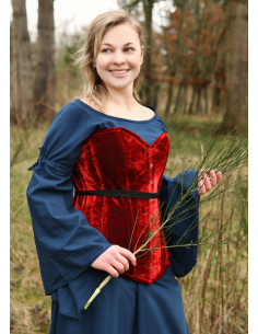Medieval corset over bust in red velvet
