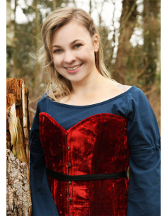 Medieval corset over bust in red velvet 2