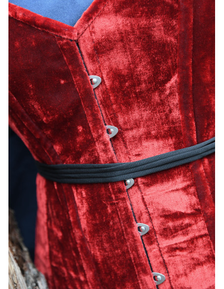 Medieval corset over bust in red velvet