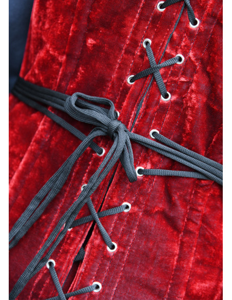 Medieval corset over bust in red velvet