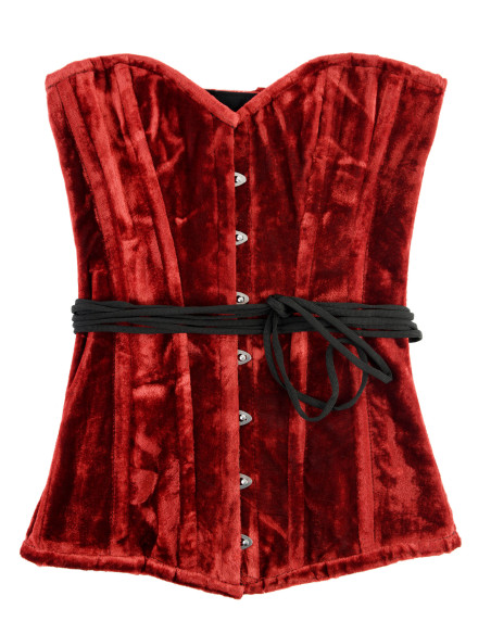 Medieval corset over bust in red velvet