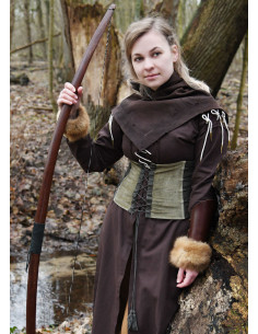 Medieval bodice in green Anik velvet