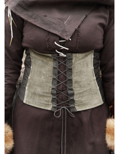 Medieval bodice in green Anik velvet 2