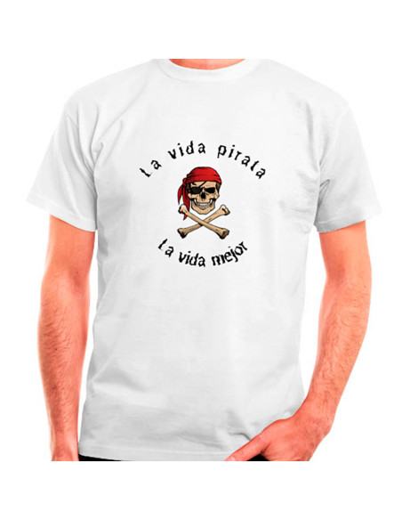 La Vida Pirata men's white t-shirt,...