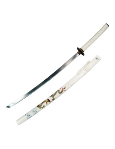 Ornamental Dragon Katana, white scabbard (102 cm.)