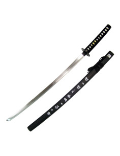 Ornamental katana black scabbard with engraved text (93 cm.)