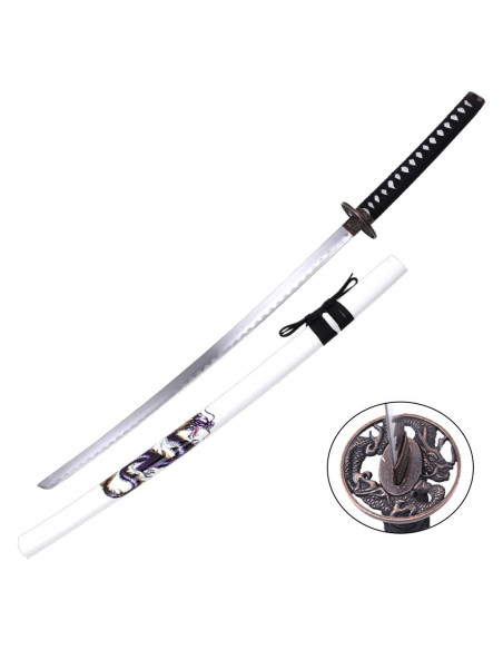 Dragon ornamental katana, white...