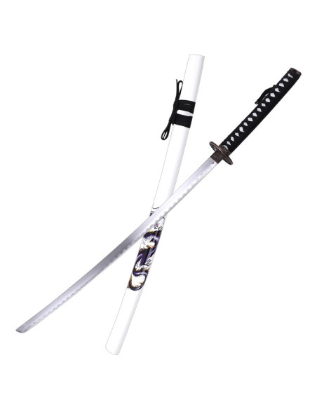 Dragon ornamental katana, white...