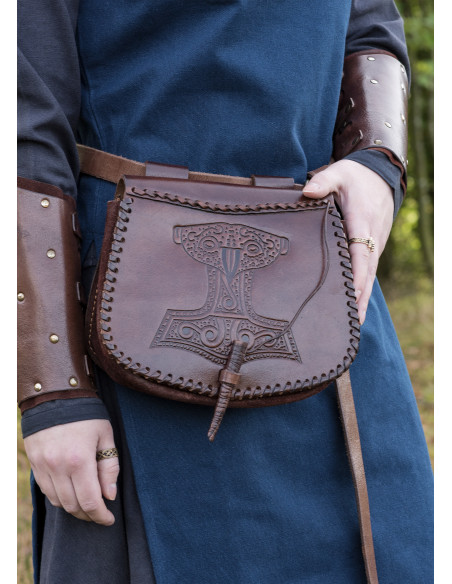 Viking bag Thor's hammer in brown...