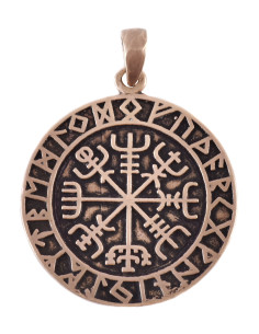 Viking Vegvísir pendant in bronze