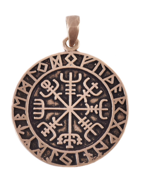 Viking Vegvísir pendant in bronze