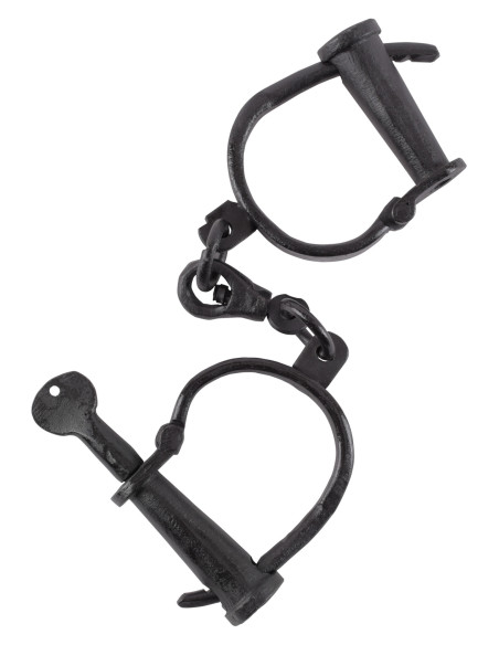 Medieval handcuffs in black steel