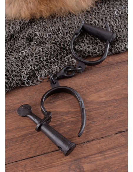 Medieval handcuffs in black steel