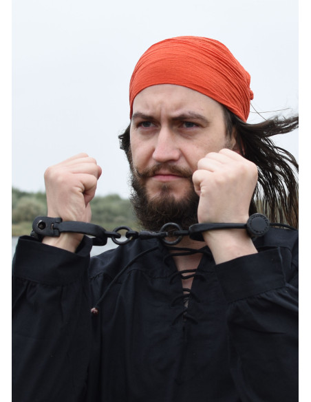 Medieval handcuffs in black steel