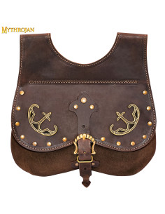 Medieval bag, fanny pack type, in brown (14th-15th...
