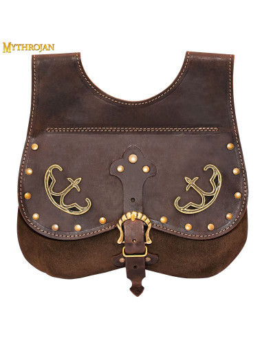 Medieval bag, fanny pack type, in brown (14th-15th centuries)