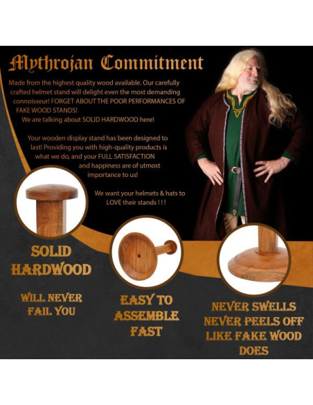 Wooden helmet display stand (38 cm.)