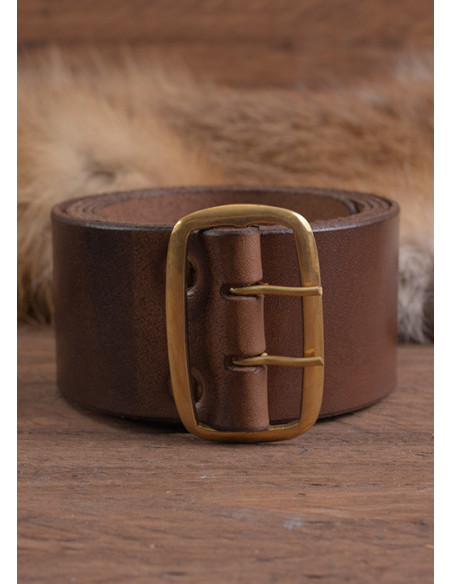 Medieval leather belt with brass...