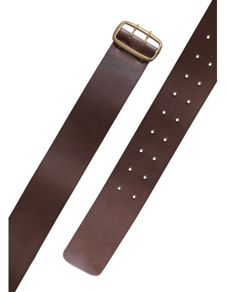 Medieval leather belt with brass...