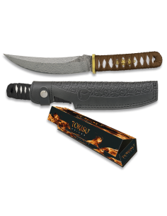 Damascus CNC Damascus knife, Tokisu brand, brown stringing