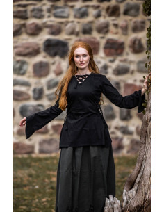Medieval blouse Lea Black with hood