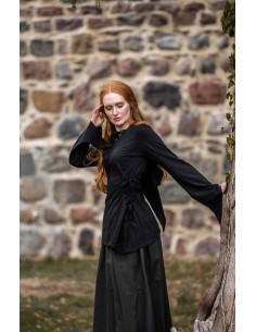 Medieval blouse Lea Black with hood 2