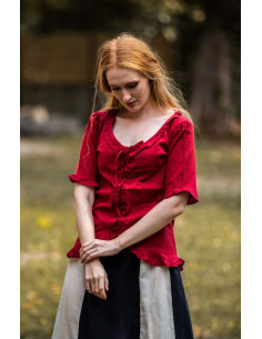 Bea medieval woman blouse, red color 2