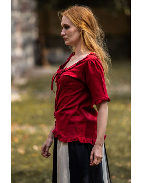 Bea medieval woman blouse, red color
