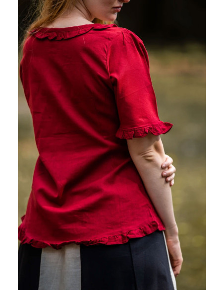 Bea medieval woman blouse, red color