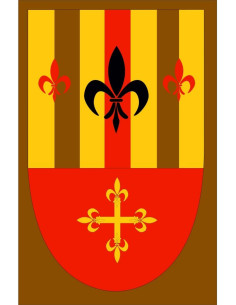 Medieval fleur-de-lis banner with medieval cross