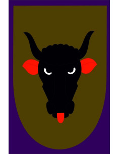 Medieval banner with black bovid head