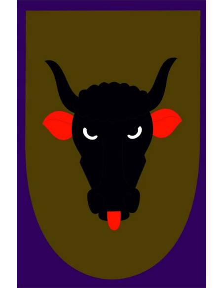 Medieval banner with black bovid head