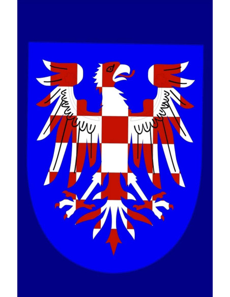 Medieval red-and-white eagle standard