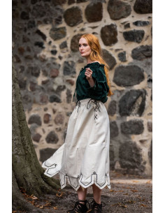 Medieval skirt with embroidery Svenja model, raw white