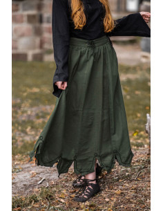 Medieval skirt with embroidery model Svenja, green