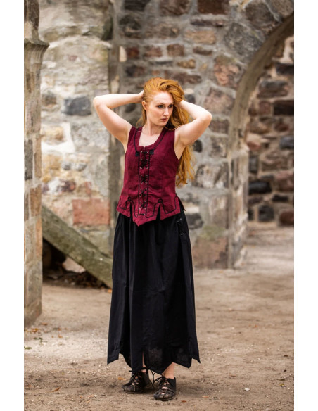 Medieval vest woman model Selma, red Medieval vest woman model Selma, red