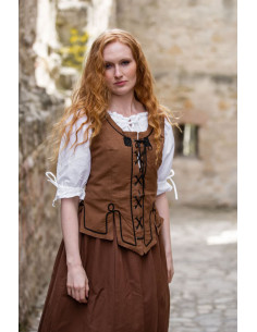 Medieval vest with Selma embroidery, brown color