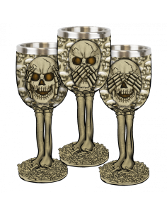 Cup three skulls, in aluminum and resin